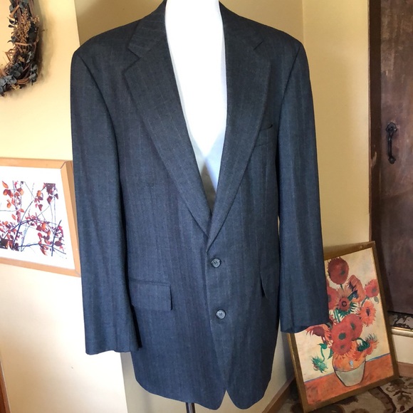 Vtg RALPH LAUREN Size 42R Polo University Club 3-Btn Pale Stripe Sport coat USA